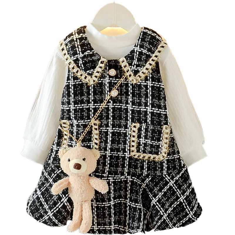 Designer Girls Dress Spring and Autumn 2024 New Baby Girl Xiaoxiangfeng Vest Skirt Bottom Shirt Twopiece Princess Dress J250917