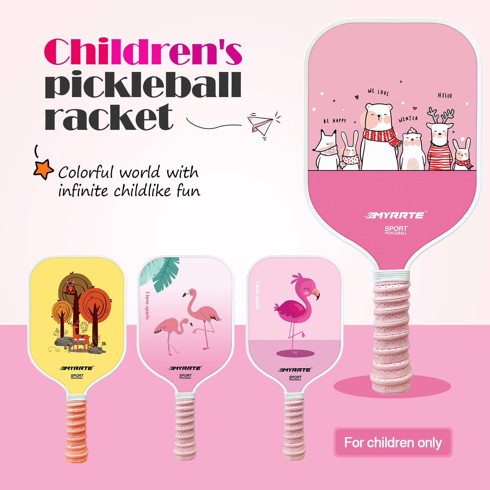 Easy-to-Use Kids Pickleball Paddles Set of 2, Fiberglass Material with Comfortable Grip, reduces Arm Fatigue for Young Players