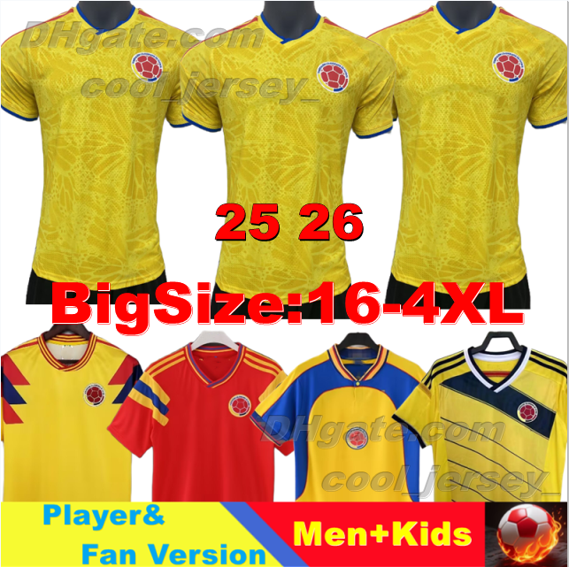 XXXL 4XL 2025 2026 Colombia soccer jersey SUAREZ LUIS DIAZ QUINTERO 25 26 Player Version JAMES CORDOBA columbias Retro 1994 2001 2014 Men Football Shirts Kids kits set