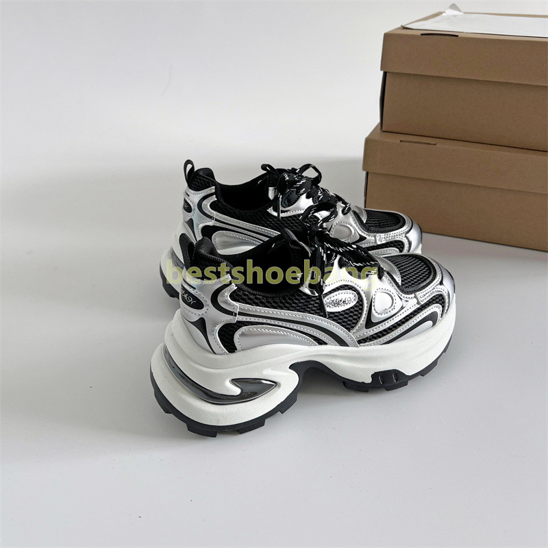 Street-style Designer Shoes sneakers womens trainers Casual Stylish red black silver comfort Breathable Mesh Chunky sole sneaker Size 35-40
