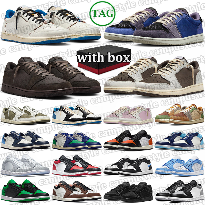 with box classic basketball shoes men women low designer 1s sneakers triple black white brown blue pink blue green mens womens 1 outdoor sports trainers