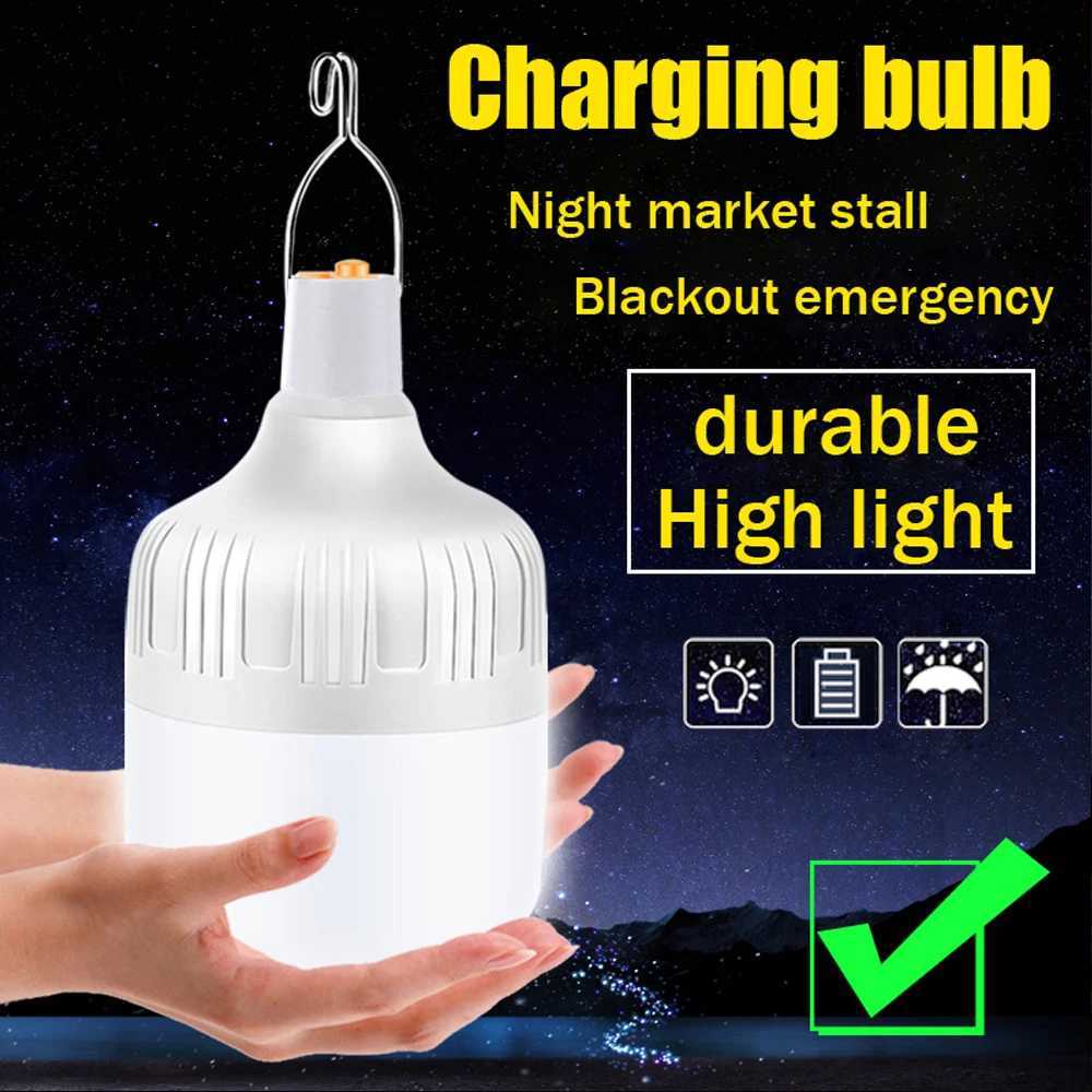 Outdoor USB Rechargeable LED Lamp Bulbs 30W 60W 100W Emergency Light Hook Up Camping Fishing Portable Lantern Night Lights C250917