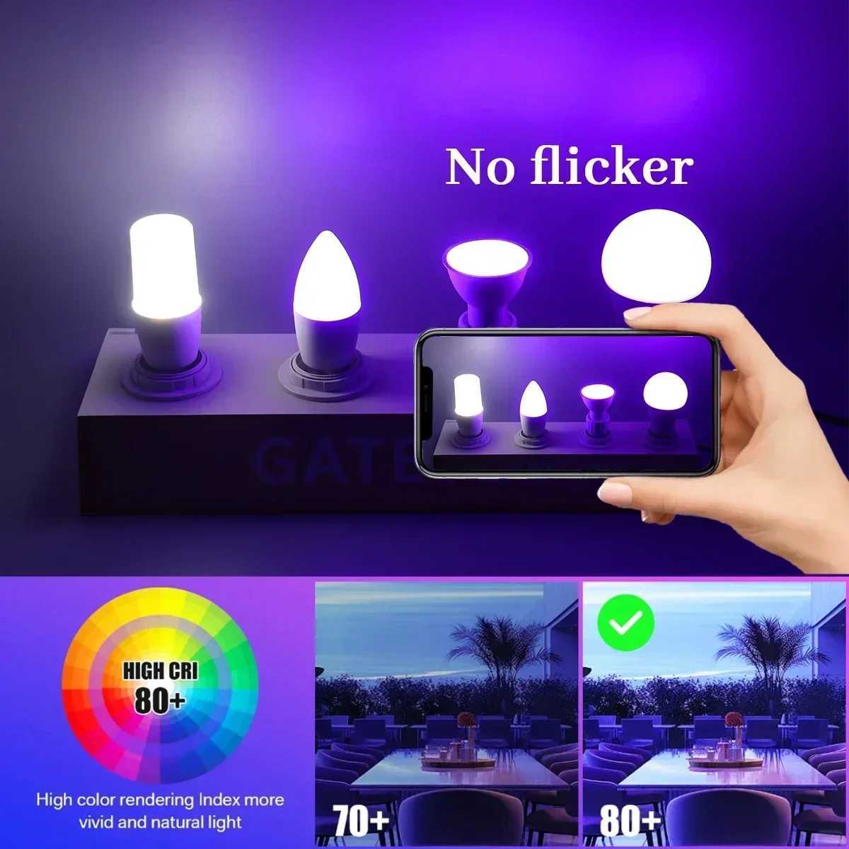 LED RGB Bulb Multicolor light E27 B22 Base 16 Colors 110V 220V Smart lighting Dimmable 24 Key Remote Control Lamp C250917