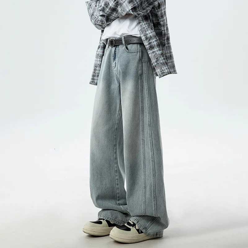 2025 Spring Vintage Washed Blue Baggy Jeans For Men Hip Hop Fashion Straight Denim Trousers Casual Soft Y2K Streetwear JeanZ250917