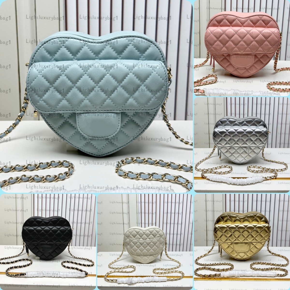 Designer 25B Crossbody Bag Premium Diamond-Quilted Heart-Shaped Handbag Women's Classic Lambskin Crossbody Bag Trendy Flip-Top Heart-Shaped Bag 250917