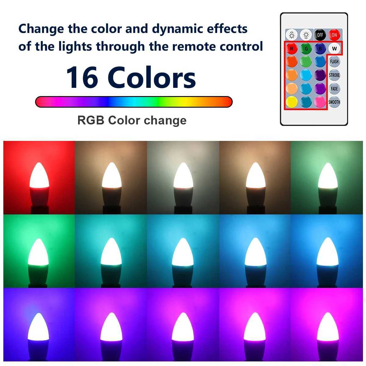 Remote Control RED BLUE Yellow 16 Colors RGB E27 Light Bulb 6W Dimmable Led Colorful Changing Lampada Atmosphere Light 220V 110V C250917