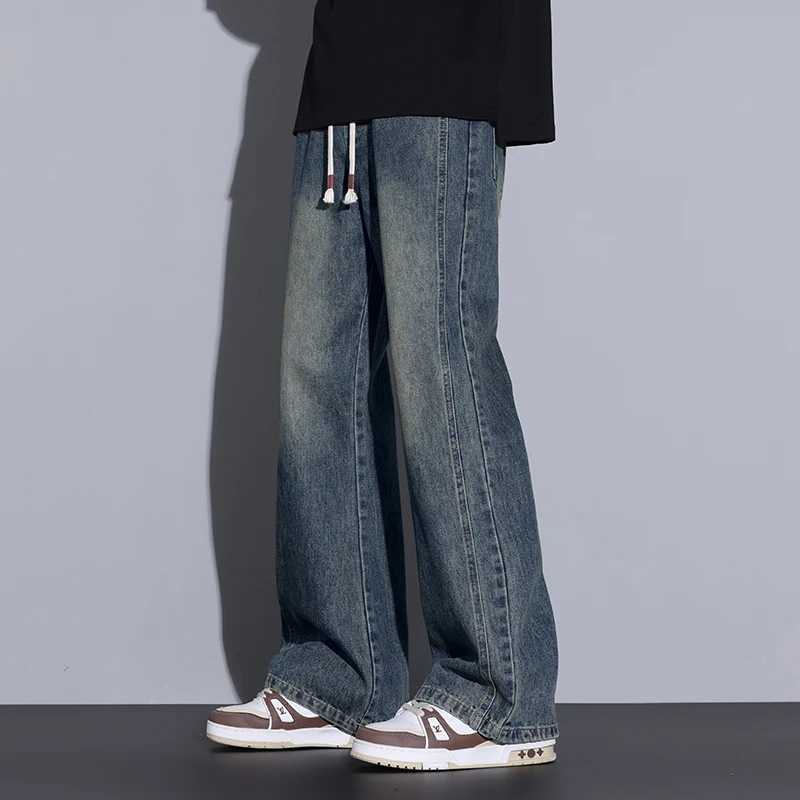 Mens Casual StraightLeg Jeans Bell Bottoms American Style Loose Fit Lightweight Trousers Summer Jeans Pants Mens Clothing TrafZ250917