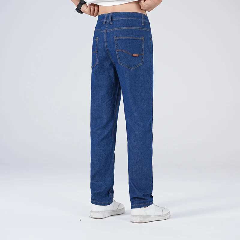 Mens Straight Leg Light Business Jeans Plus Size 40 2025 Summer Autumn Elastic Comfortable All Match Casual Denim TrousersZ250917