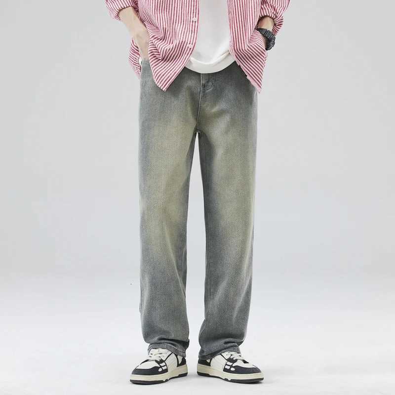 N High Street Star Grain Jeans Men Loose Straight Leg 2025 Spring New Fashion Brand Retro Casual PantsZ250917