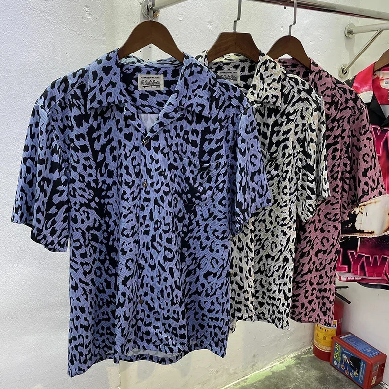 Classics WACKO MARIA LEOPARD OPEN SHIRT Summer Casual High Street Loose Men Shirt 250917