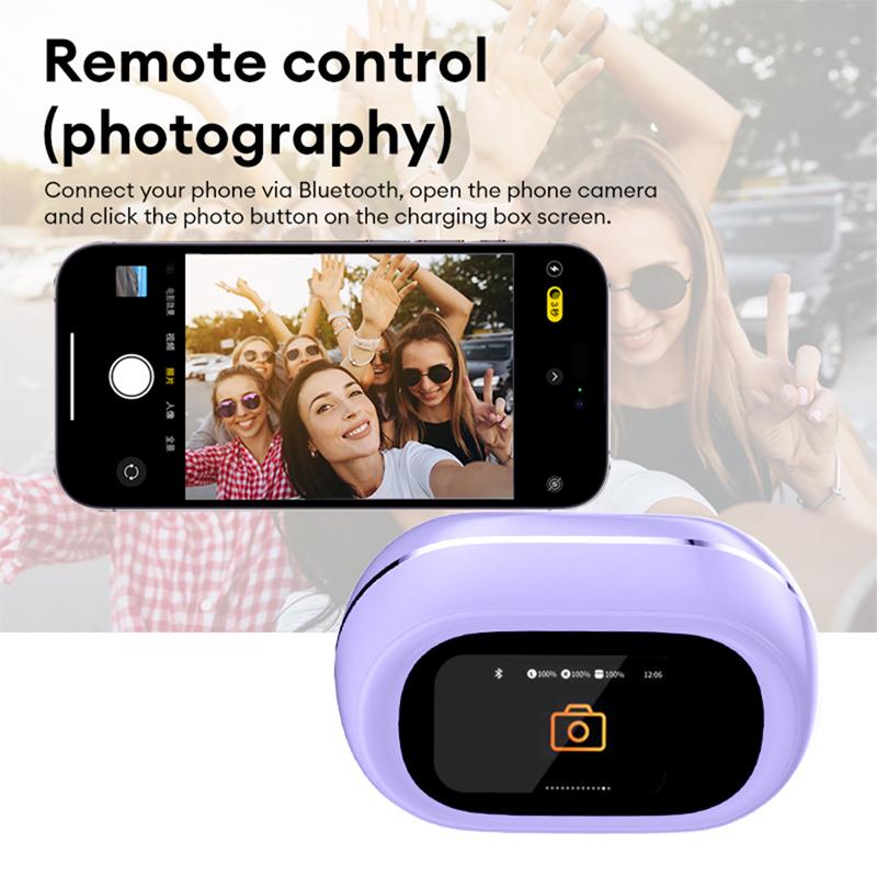 MGALL Wireless Bluetooth Earphones Ear Clip Style Bluetooth 6.0 MG-C100 Dolby Atmos Music Headset LCD Touchscreen Earbuds