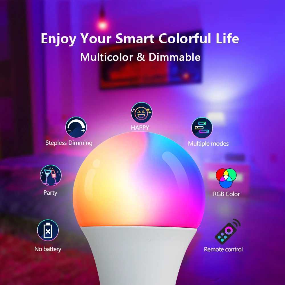 LED Light Bulbs AC 220V E27 RGB Bombillas LED Lamp IR Remote Control Changeable Colorful RGB White Ampoules Spotlight Led Bulb C250917