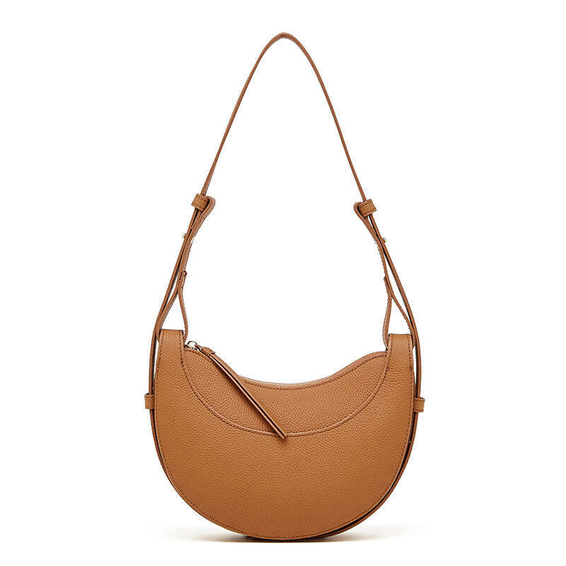 Top Layer Cowhide Niche Design High-Quality Texture Crossbody Crescent For Women New Genuine Leather Underarm Saddle Bag B3