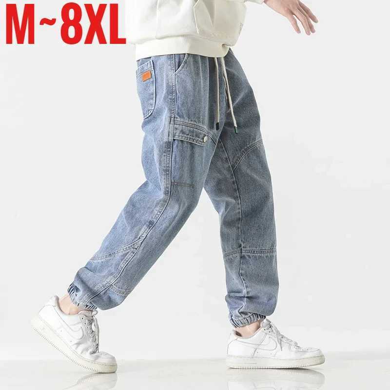 Spring Autumn Jean Men Elastic Waist Harem Hiphop Denim Pant Male Street Fashion Big Size Loose Fit Baggy Jogger Cowboy TrouserZ250917