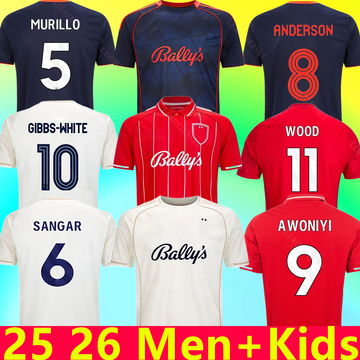 2025 2026 S-2XL NottinghamS Soccer Jerseys Forest AWONIYI 25 26 WOOD GIBBS-WHITE Hudson-Odoi Johnson home away football shirt men KIDS Camiseta de futbol