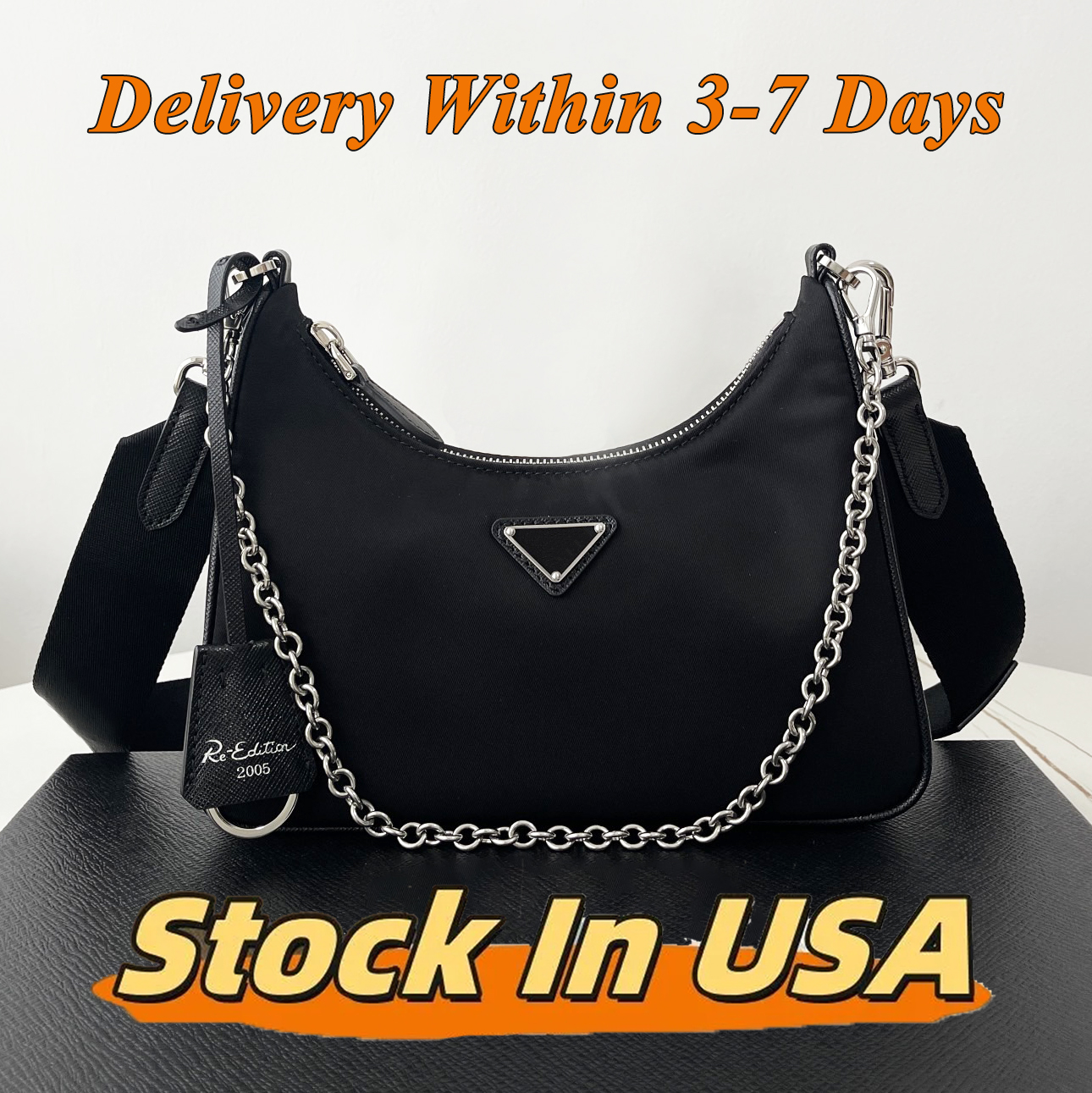 Designer Bag Nylon Luxury Bag Shoulder Bag Fashion Metallic Chain Classic Geometric Letter Crossbody Bag Wallet 2000 & 2005 Handbags