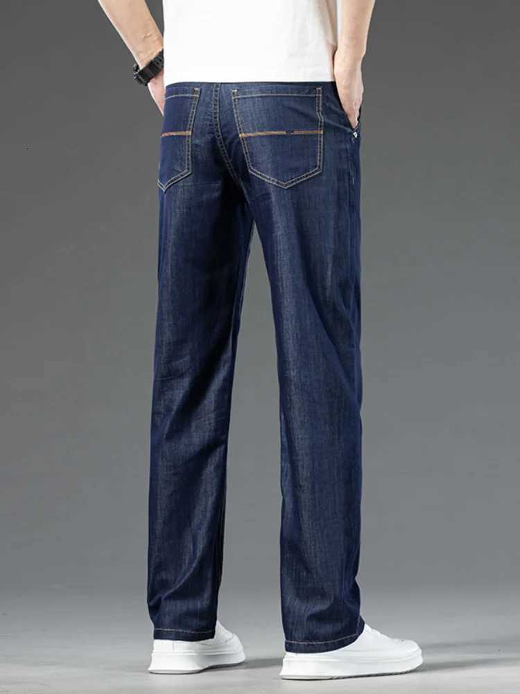Spring Summer Thin Modal Mens Jeans Loose Straight Classic Business Versatile Casual Denim Trousers Brand Clothing Male PantsZ250917