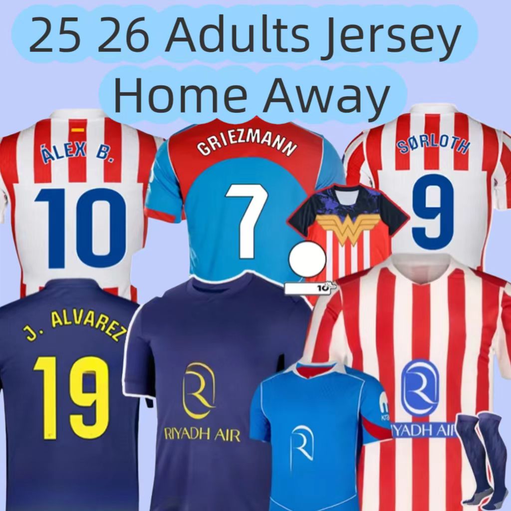 25 26 Atletico GriEZmanN KoKe DaVid Soccer jersey Home Away Adults football jersey