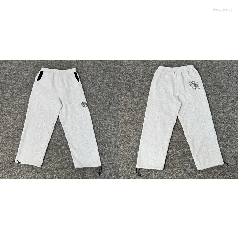 Men's Hoodies Grey Embroidery Hoodie Sweatpants Men Women High Street Exquisite Embroidery Letter Sweatshirt 2026 Fall Winter Style Pullover