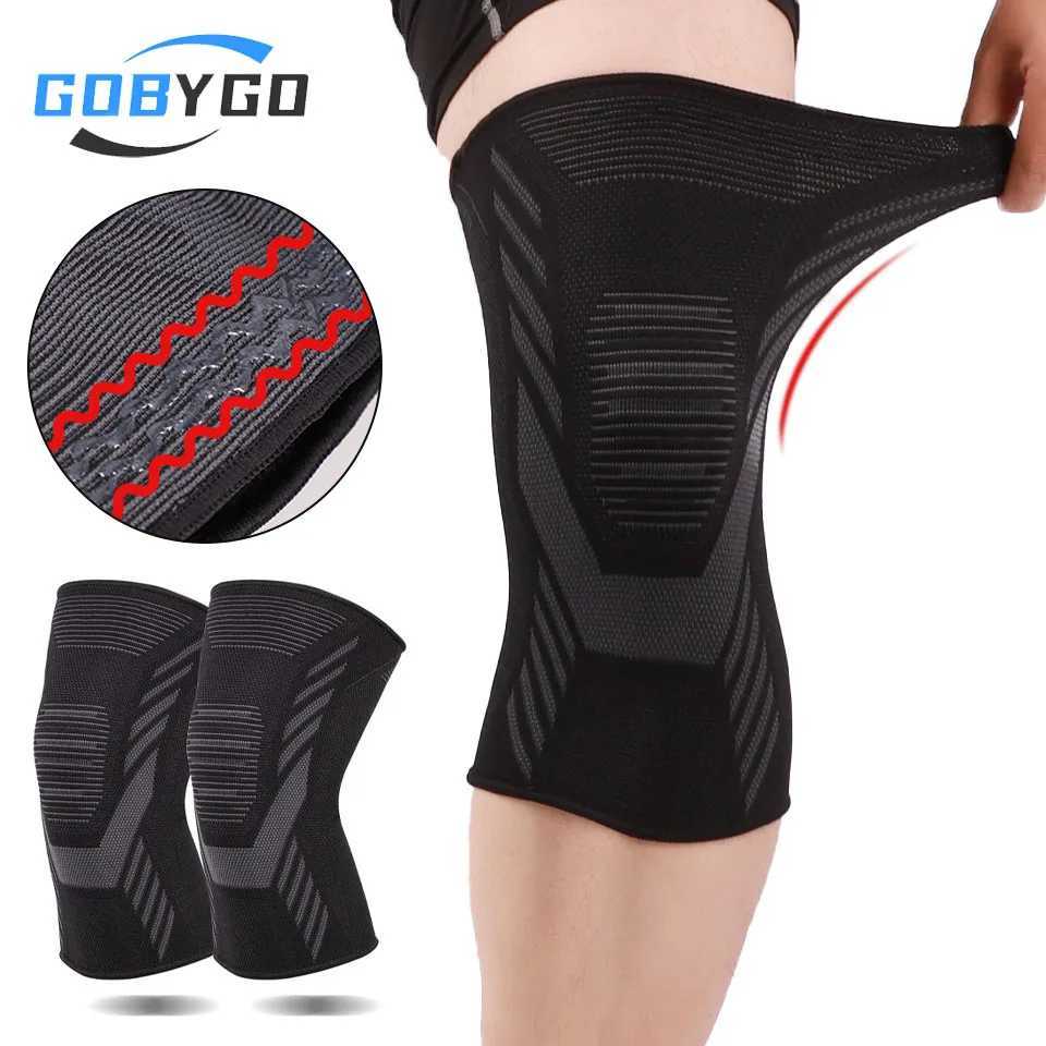 GOBYGO Sports Compression Knee Pads Breathable knit Leg Support Silicone Antislip Stabilizes Patella Cycling Running Basketball J250917