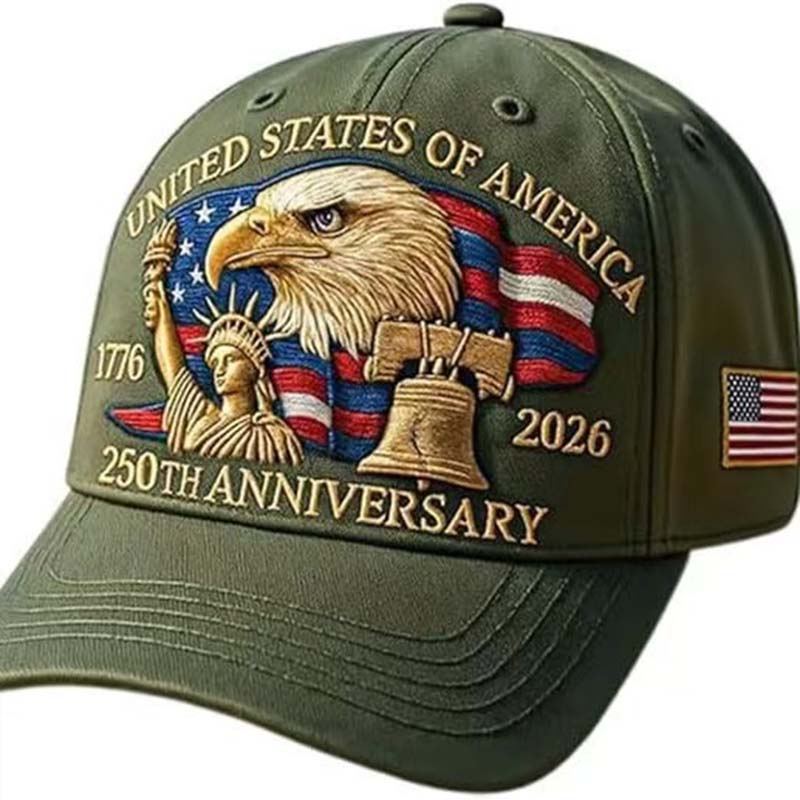 US 250th Anniversary Cap Adjustable Washed Cotton Baseball Cap Vintage Tribute Eagle Printed Patriotic Trucker Hat for Men Women