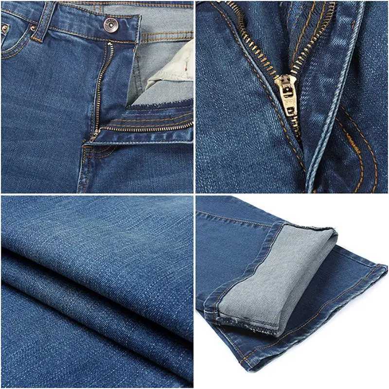 2025 Mens Business Office Jeans Thickening Mid Waist Denim Elastic Boot Cut Trousers Casual Pants Size 2638Z250917