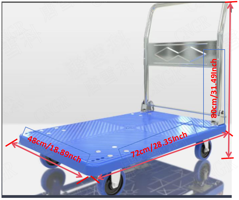 Folding trolley - silent, household, lightweight, portable moving vehicle, four-wheel tool, small trolley, courier warehouse cargo flatbed truck