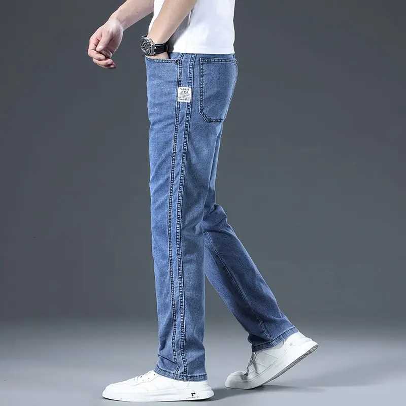 Mens Highend Fashionable Jeans Loose Straight Leg Trendy Brand Casual Elastic Versatile Loose Cropped Pants Autumn and WinterZ250917