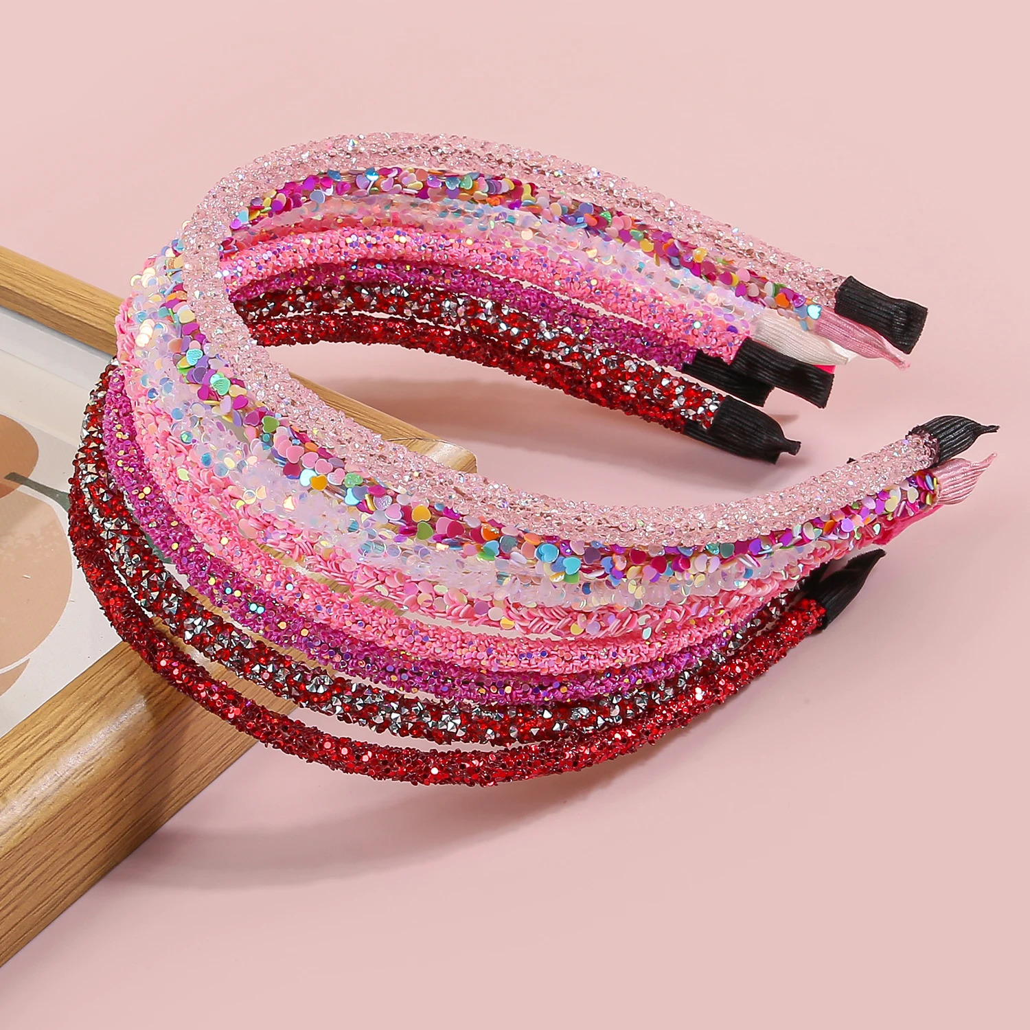 8Ps Valentines Day Headsws For Girls Red Hairband Biltter Headwear Weaddero Girls Kids Party Hair Accessori250916-image