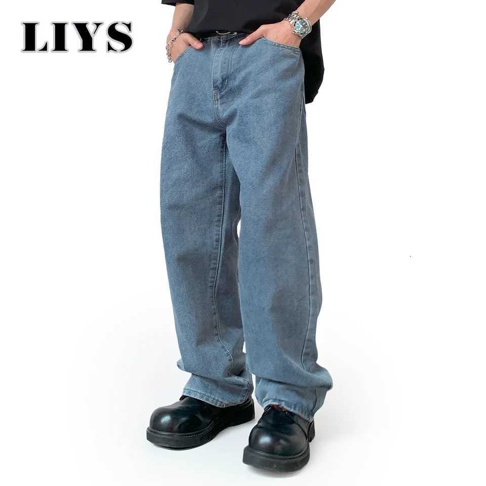 Autumn Retro Loose Straight Leg Jeans Mens Casual Denim Pants Classic Male Straight Leg Denim Pants Solid Denim Mens PantsZ250917