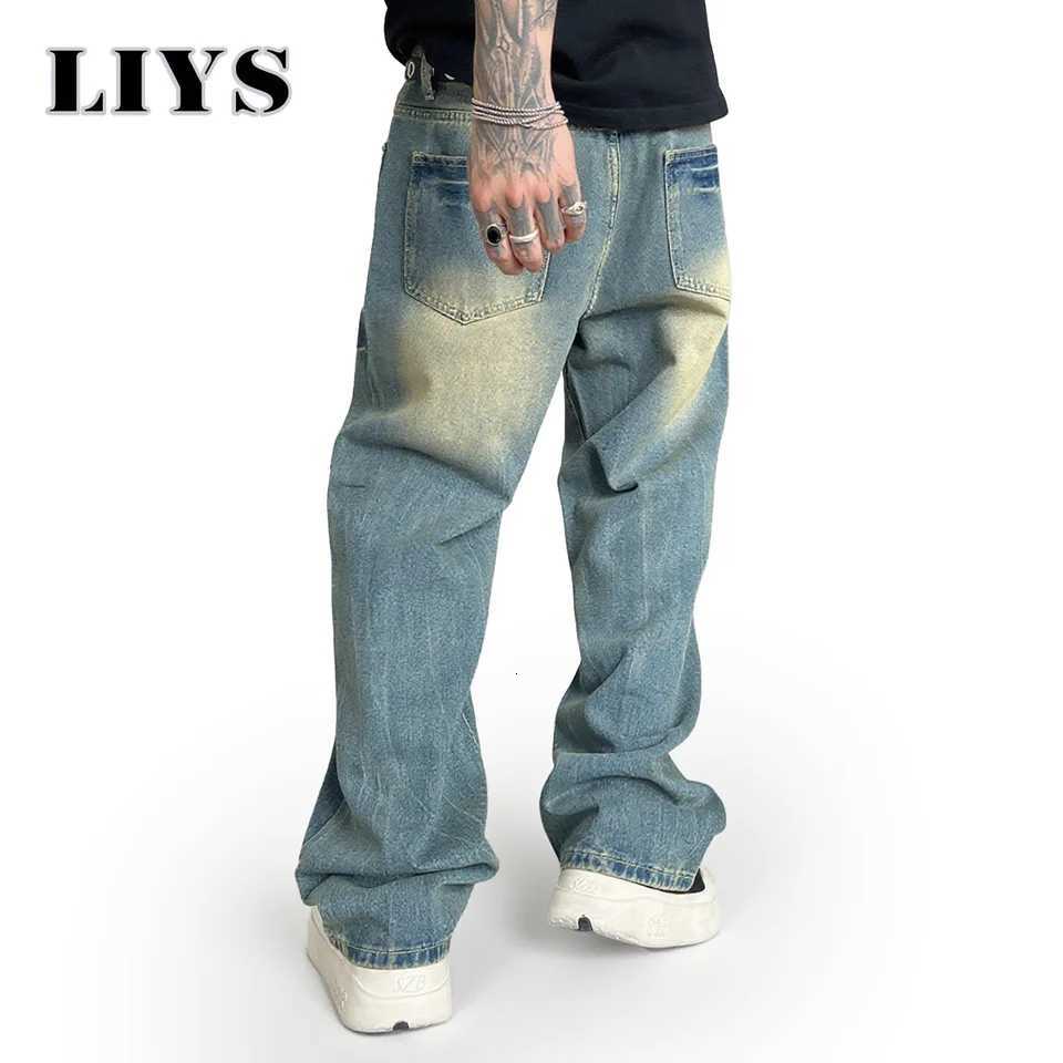 Autumn American Retro Vintage Blue Loose Jeans 2025 Street Trend Super Cool Denim Pants Daily Casual Baggy Straight Leg JeansZ250917