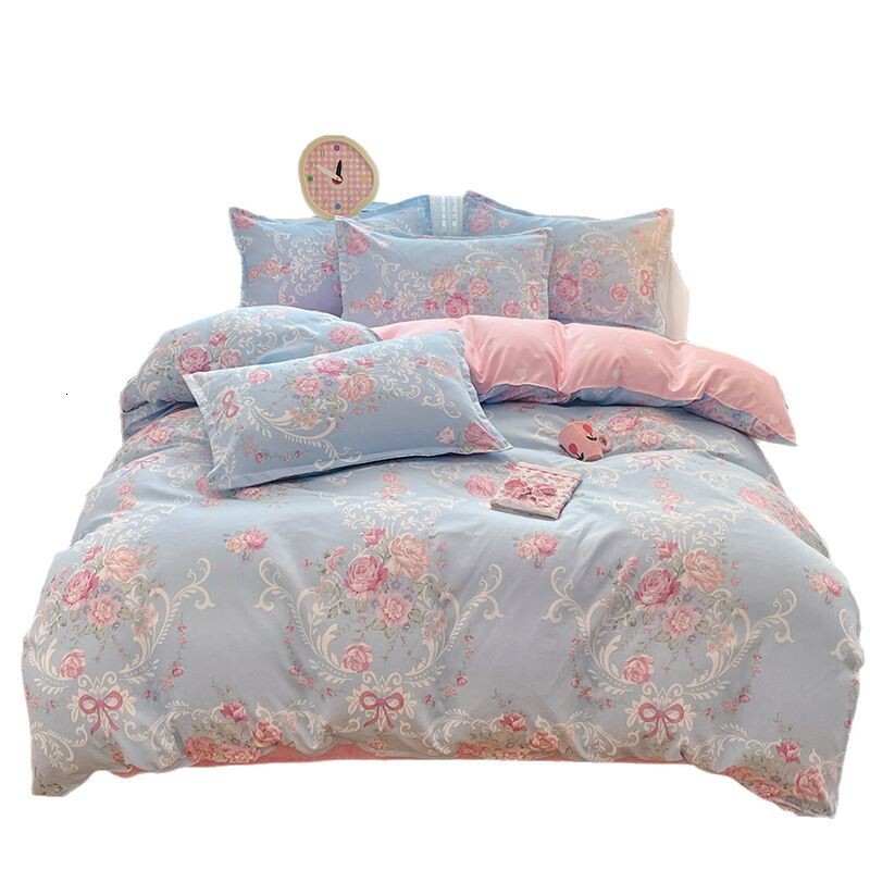 Pure Thickened Brushed Bedding Skin-Friendly Twill Dormitory Three-Piece Set, Washed Cotton Bed Sheet and Quilt Cover