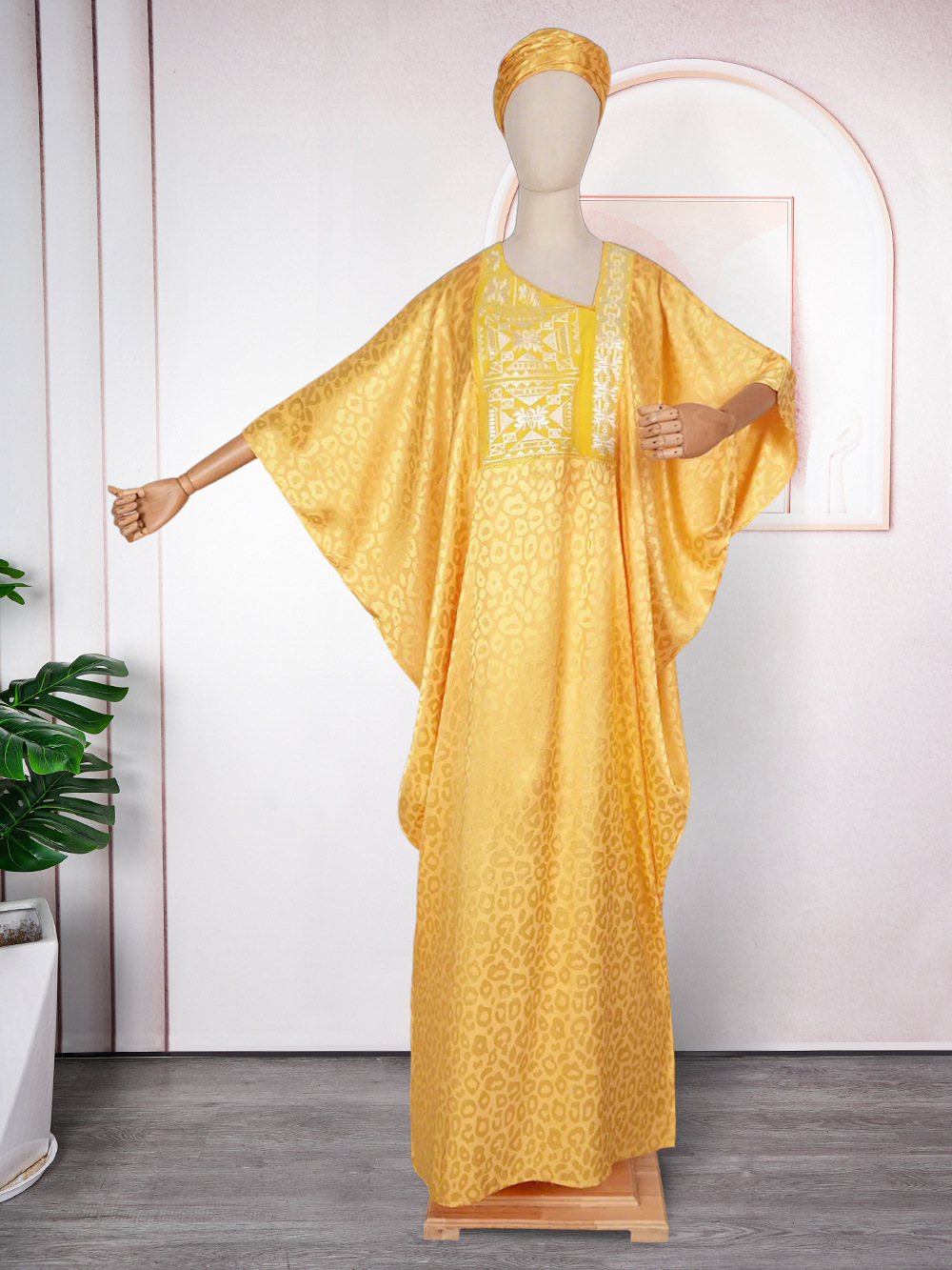 African ethnic style long skirt robe Middle Eastern Muslim women's V-neck plus size dress