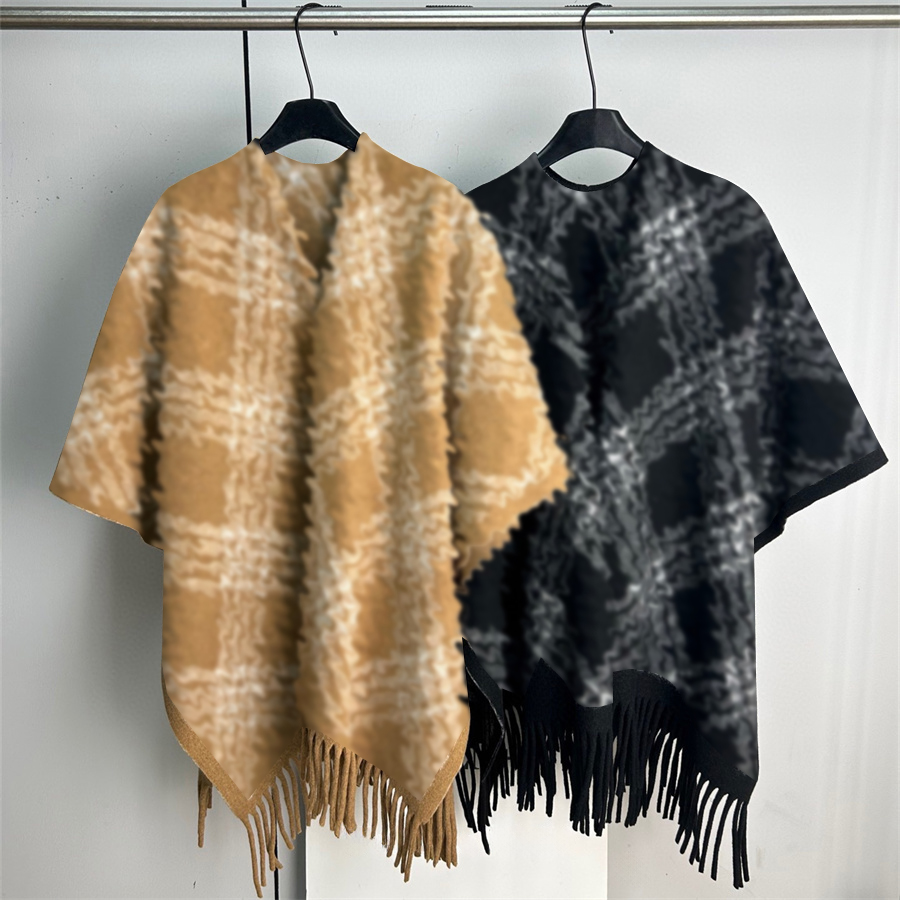 Designer Women's Cape Women Shawl Coat Stripped Fringed Shawl Casual Cardigan Cashmere Autumn Winter Fashion Classic Cape Women Thickening Stole