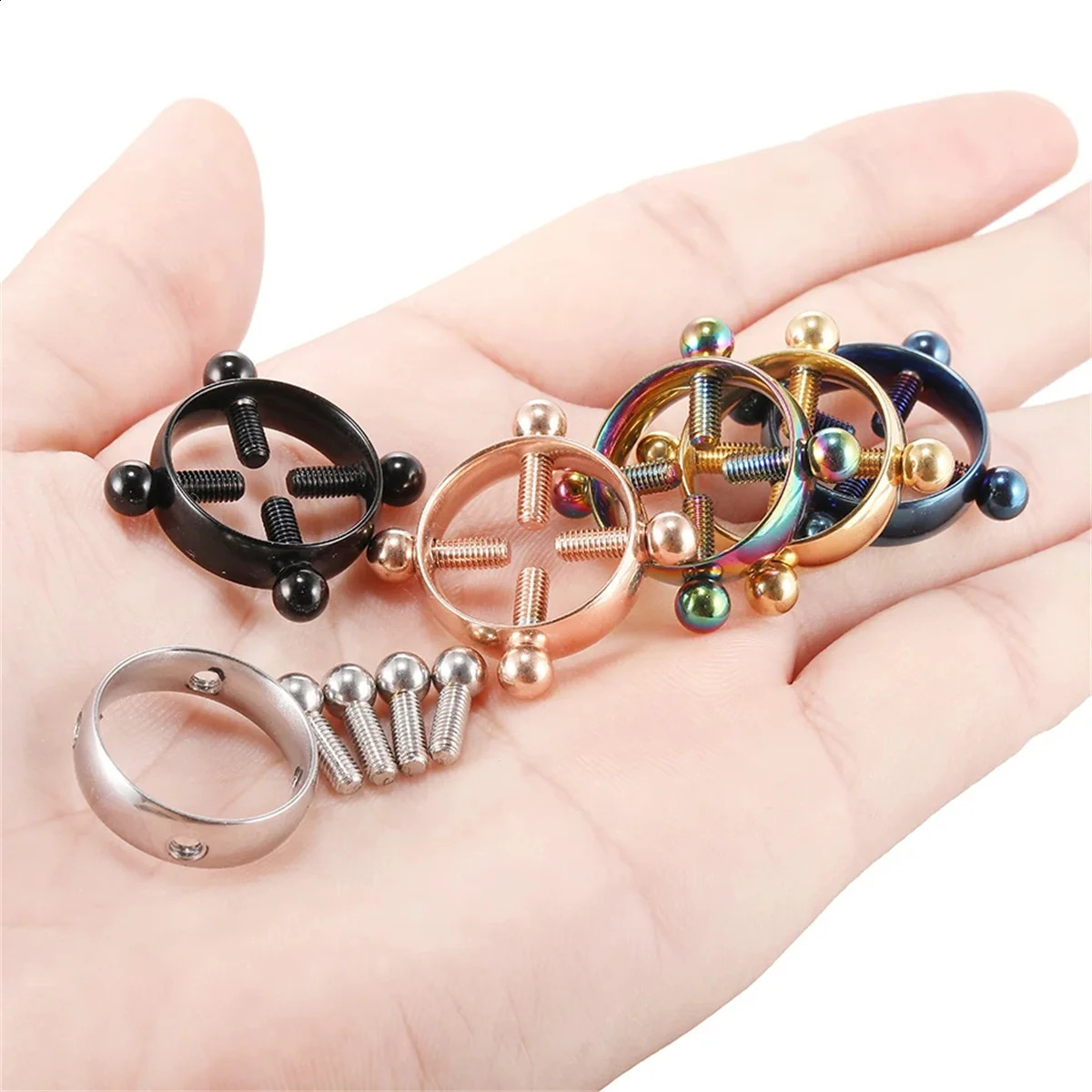 1Pair Fashion Stainless Steel Adjustable Nipple Ring For Women Various Colors Clip On Rings Piercing Jewelry 250916