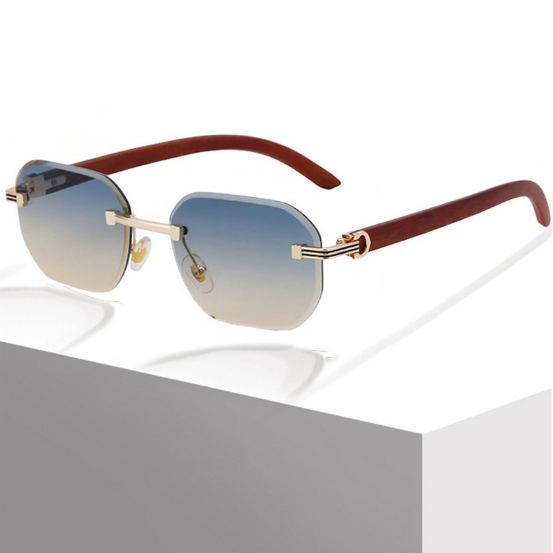 Rimless Sunglasses Men Vintage Women Retro Y2K Luxury Brand Trendy Frameless Punk UV400 Eyewear Glasses CB