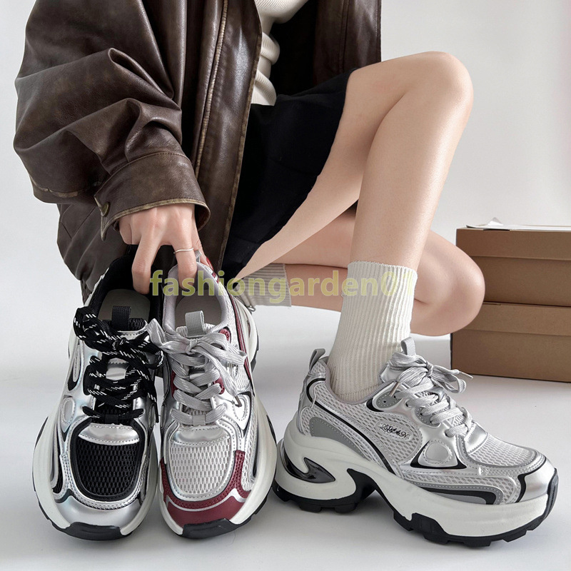 Mesh Breathable running shoes womens trainers Fashionable Vintage chunky sneakers Durable Non-slip sole Height Increasing shoes Size 35-40