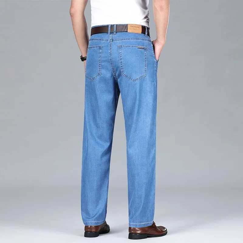 Summer Mens Clothing Lyocell Jeans Thin Breathable Trousers Fashion Casual Business Classic Male Brand Denim PantsZ250917