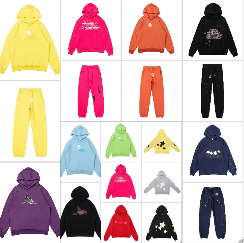 Designer Men's Tracksuits Hip Hop Web Print Hoodies Sweatshirt Pants Autumn Gothic Punk Long Sleeve Loose Hooded Oversized Pullover Tops