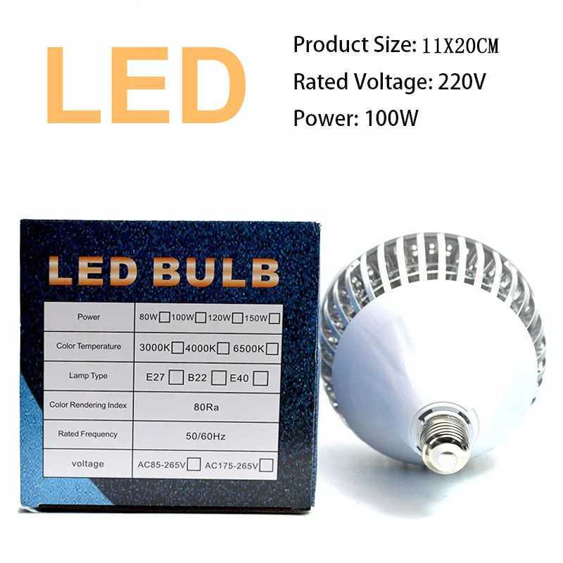 1pc 11x20CM Super Power E27 LED Bulb Luminaire Garage Light 220V For House For Home Lighting 100W High Luminosity Bulbs C250917