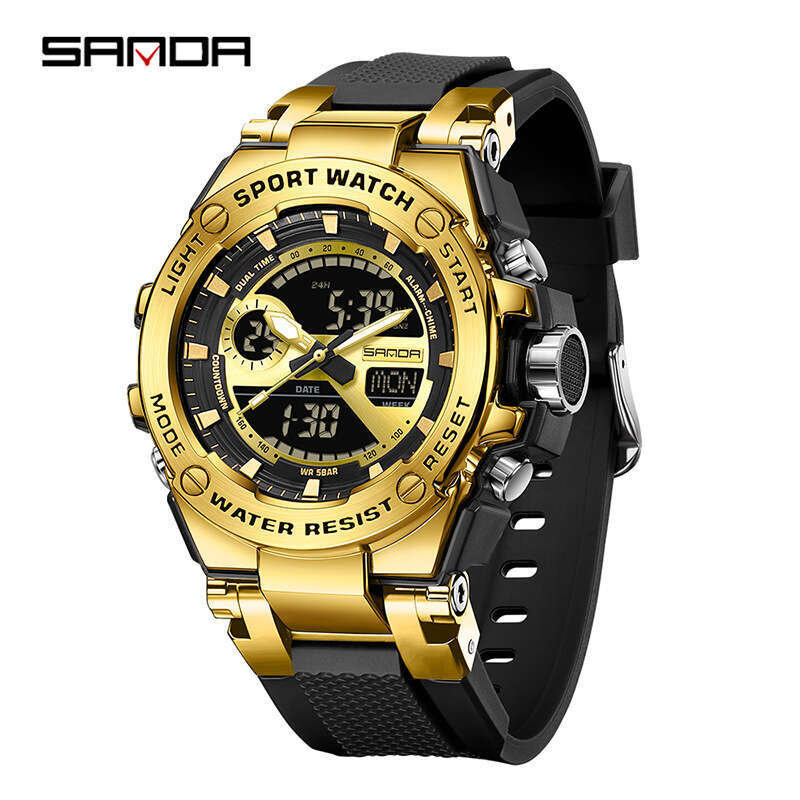 DHgargets Sanda Live Electronic Outdoor Multi-Function Luminous Student Sports Watch Trendy Dual Display Business Wristwatch