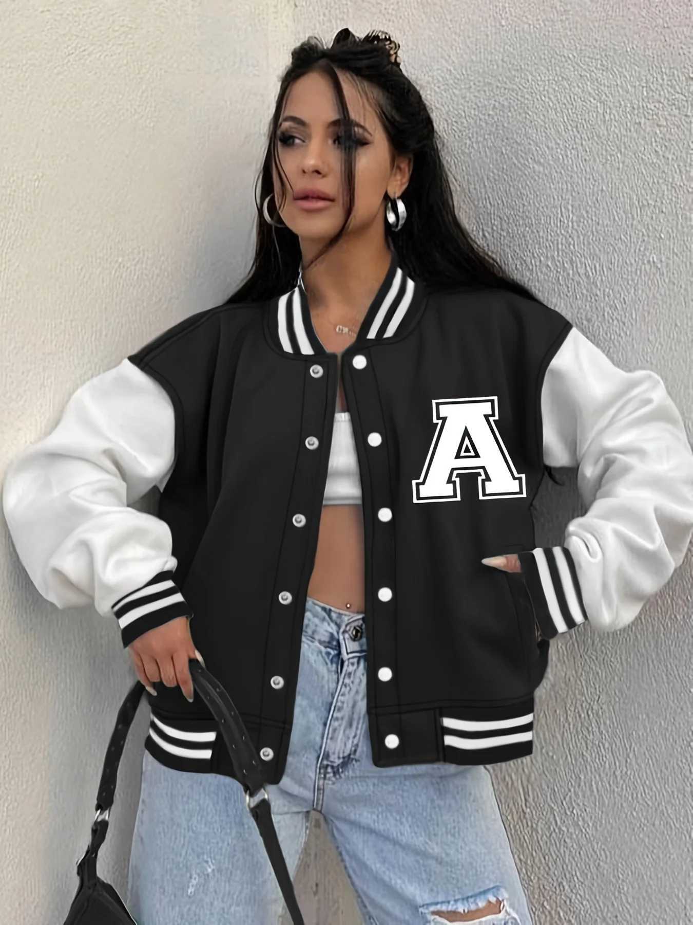 Designer Womens Cotton Blend Baseball Style Coat for Chilly Weather Seasonal Transition Outfit