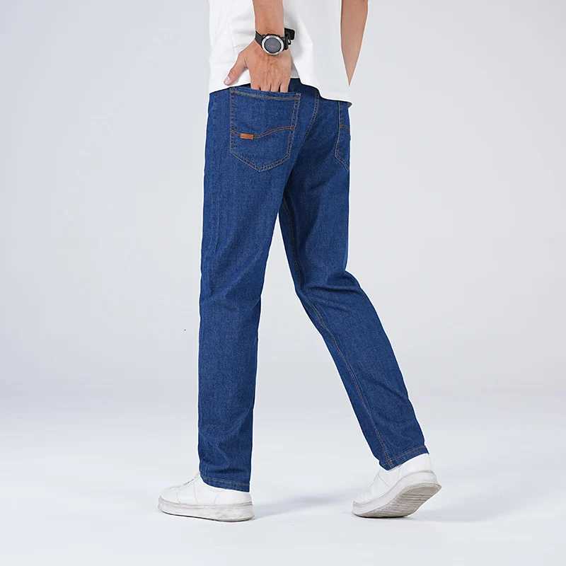 Mens Straight Leg Light Business Jeans Plus Size 40 2025 Summer Autumn Elastic Comfortable All Match Casual Denim TrousersZ250917