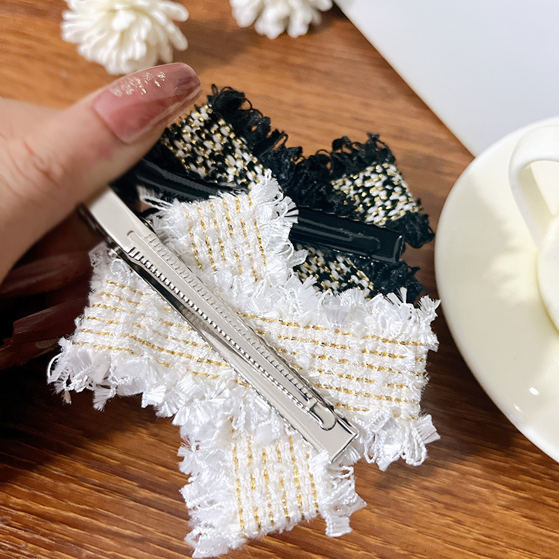 Korean Style Fragrant Ribbon Alloy Pearl Hair Sweet Bow Duckbill Simple Bangs Side Clip for Women