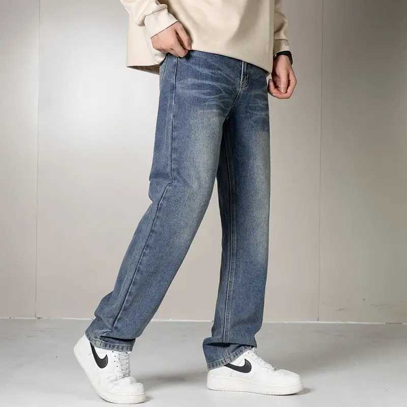 2025 Autumn Winter New Mens Jeans European and American Baggy Denim Wide Leg Pants Slim Mid Waisted Mens Straight Causal JeansZ250917