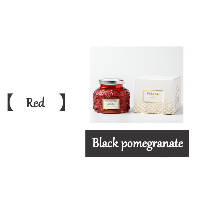 Small Mouth Engraved Glass Candle Jar with Lid for Indoor Aromatherapy Bedroom Scented Candles Wholesale