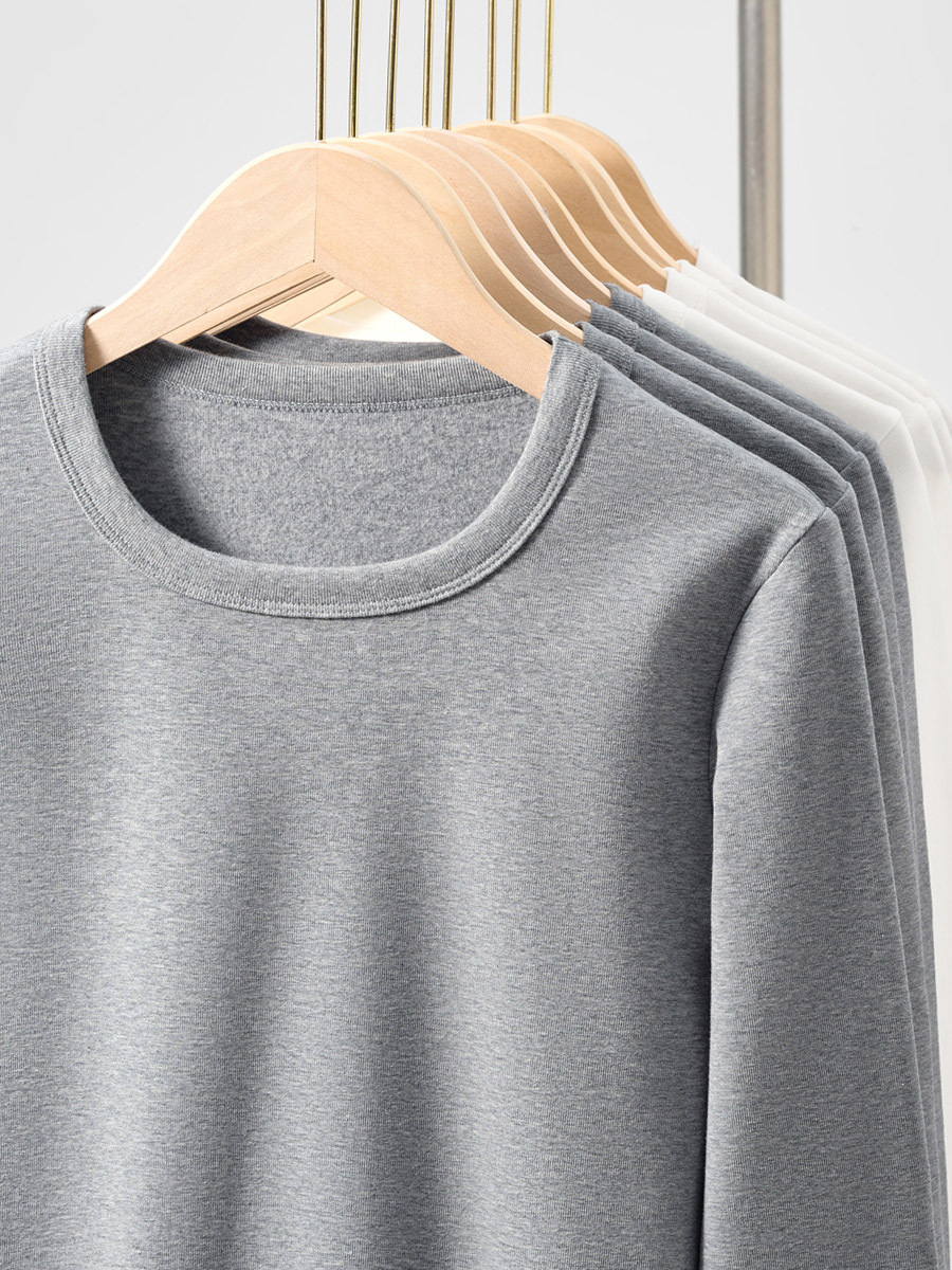 Women's Autumn & Winter New Warm Long-Sleeve U-Neck T-Shirt - Fleece-Lined, Thickened, Slim-Fit Casual Inner Wear-1107T
