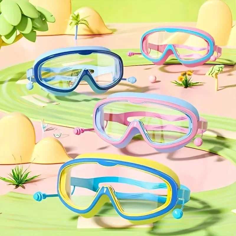 Outdoor Swim Goggles Large Frame Waterproof AntiFog UV Protection Glasses With Earplugs For 14 Years And Above J250917