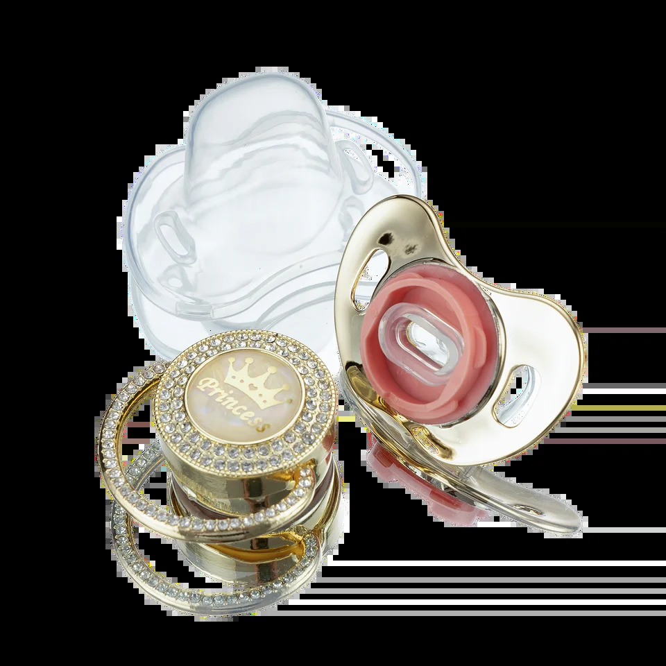 Miyocar Bling Handle Custom Gold Pacifier Bring 3 Replacement Teat Include All Size for Bo for Boy Girl Gift 250917