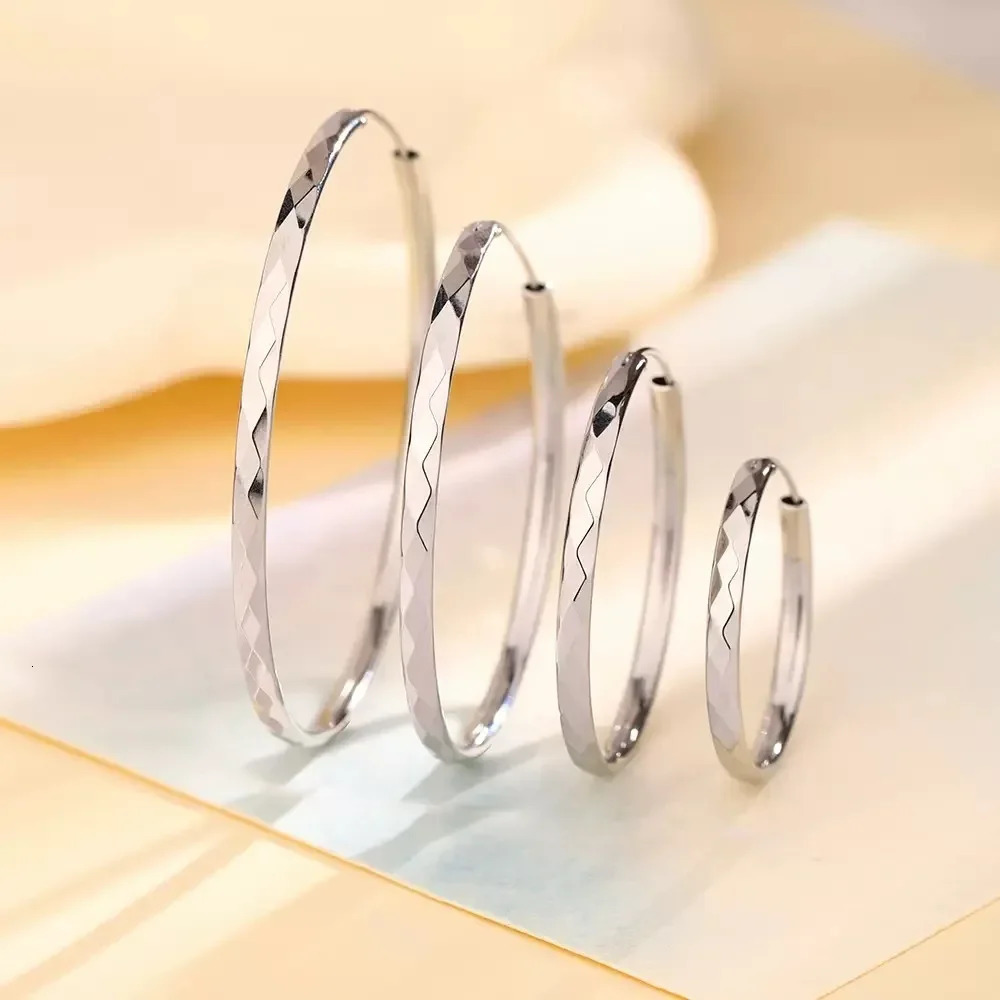 925 Sterling Silver 30405060mm Circle Hoop Earrings For Women Fashion Party Jewelry Gifts 250917